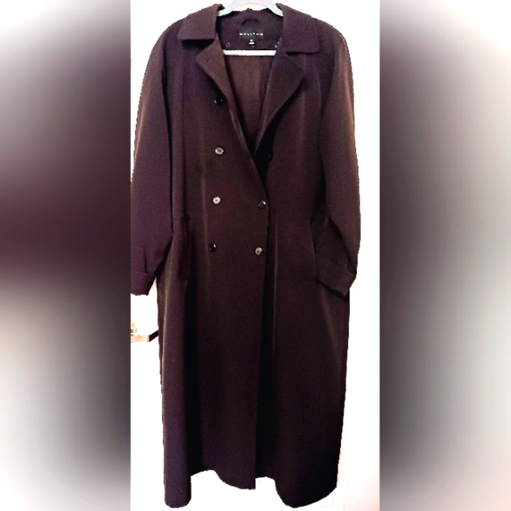 GALLERY Water repellent, full-length trench coat w removable lining, sz 16